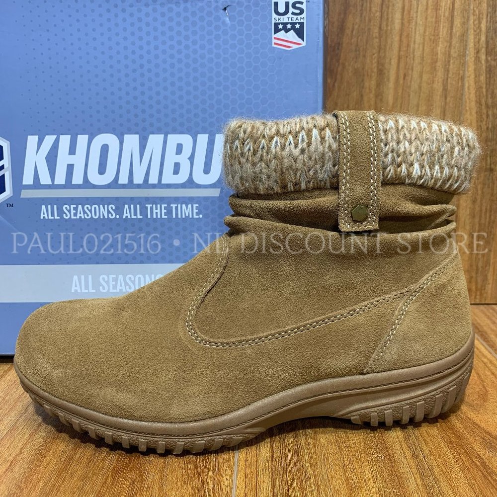 KHOMBU Women's Laura All Weather Ankle Suede Snow Boots, Brown, Select Your Size